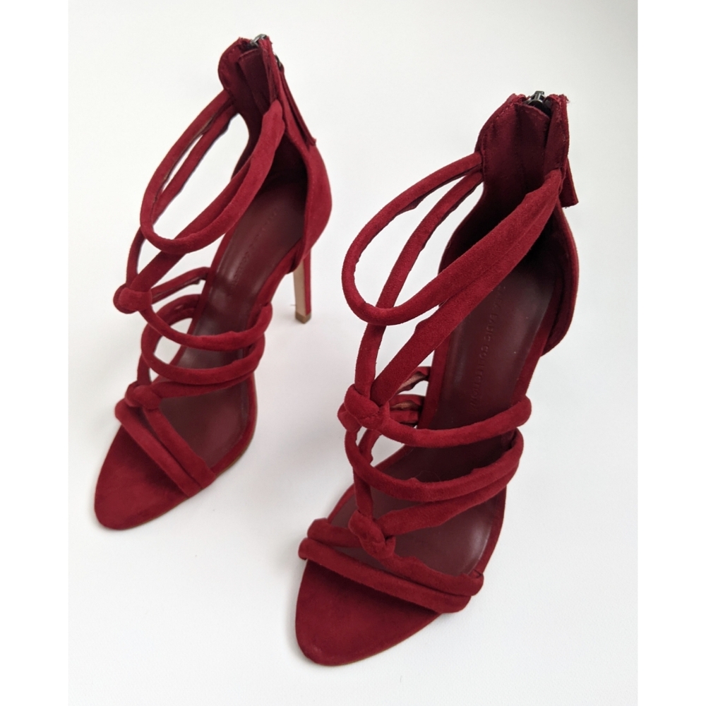 Zara Dark Red Strappy High Heel Sandals Size 5